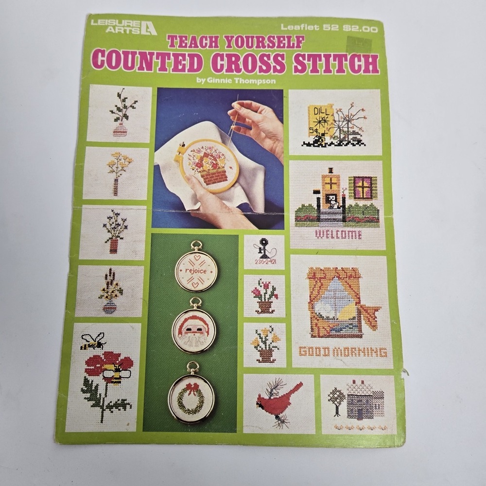Teach Yourself Counted Cross Stitch Leisure Arts Leaflet 52 FREE SHIPPING